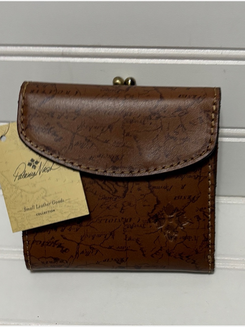 PATRICIA NASH Reiti Map Print Bifold Riot Rush Leather Small Wallet  NEW W/Tags